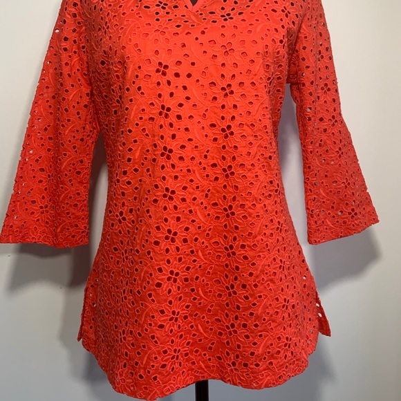 🆕 NWT Talbots Eyelet Bell Sleeve Top Cami Floral - Picture 3 of 12